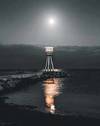 Nature, Water, Stones, Sea, Night, Pier, Lighthouse HD phone wallpaper