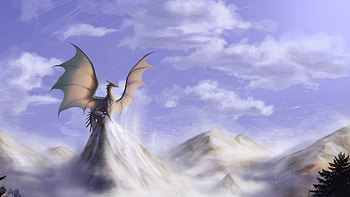 Big Dragon On Mountain, dragon, artist, artwork, digital-art, deviantart, mountain HD wallpaper