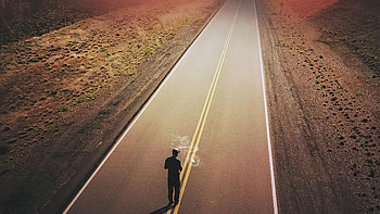 Walking On Road , road, alone, artist, artwork, digital-art HD wallpaper