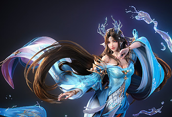 Fantasy girl, blue, jonathan zo, girl, fantasy HD wallpaper