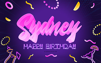 Happy Birtay Sydney, , Purple Party Background, Sydney, creative art, Happy Sydney birtay, Sydney name, Sydney Birtay, Birtay Party Background HD wallpaper