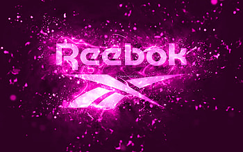 Reebok purple logo, , purple neon lights, creative, purple abstract background, Reebok logo, brands, Reebok HD wallpaper