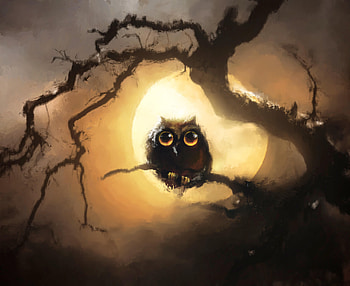 Owl And Moon, owl, birds, moon, artist, artwork, digital-art, deviantart HD wallpaper