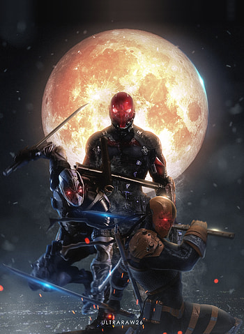 Red hood, deadpool, deathstroke, villains, art HD phone wallpaper