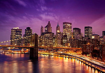 New York, Brooklyn Bridge, Night city background, NYC skyline HD wallpaper