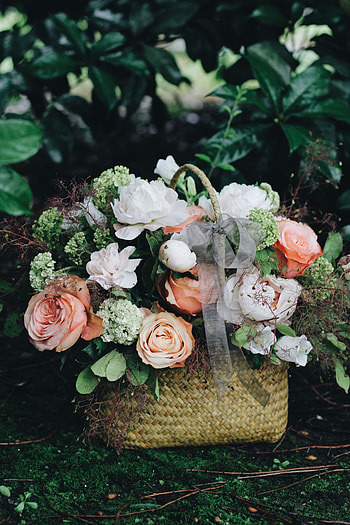 Flowers, Bouquet, Basket, Composition HD phone wallpaper