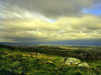 Nature, Grass, Sky, Clouds, Rock, Greens, Stone HD wallpaper