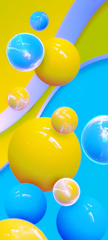 YellowBalls, blue, yellow HD phone wallpaper