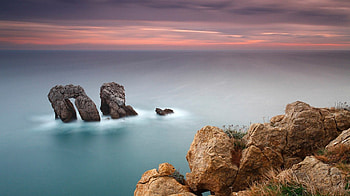 Missing, sea, oceans, scene, landscape, , rocks, , nature, sky, sunset HD wallpaper