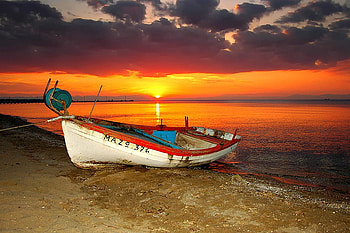 Boat at Sunset, beautiful HD wallpaper