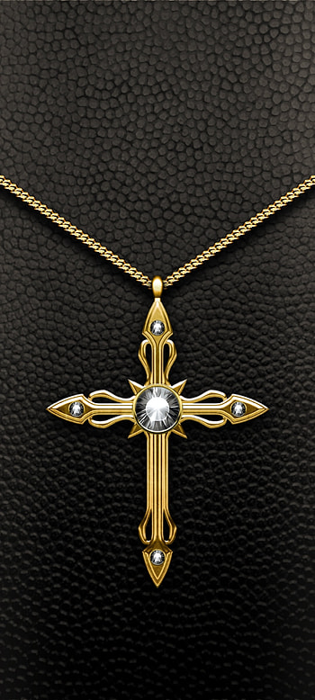 Gold Cross Pendant, symbol, premium, Luxury, dark, God, leather, Golden HD phone wallpaper