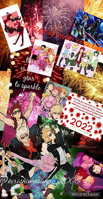 Happy new years eve, pink, green, mha, yellow, bnha, cute, orange, red, japanese, new years eve, fireworks aesthetic, class 1a, positive quotes, anime, bakusquad HD phone wallpaper
