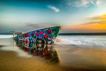 ship, sea, beach HD wallpaper
