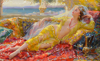 Exotic Woman, harem, art, exotic, girl, beautiful, woman, digital, painting, fantasy, pretty, fine HD wallpaper