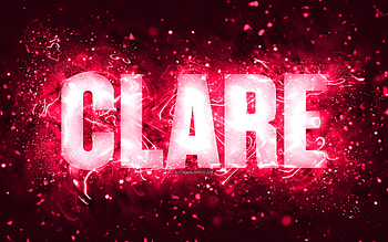 Happy Birtay Clare, , pink neon lights, Clare name, creative, Clare Happy Birtay, Clare Birtay, popular american female names, with Clare name, Clare HD wallpaper
