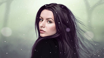Digital Art Women Long Hair Drawing Face Brown Eyes, digital-art, artist, girls, women, artwork HD wallpaper