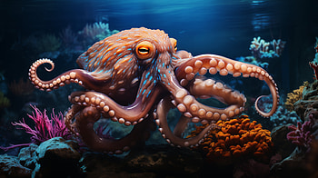 Majestic Underwater Octopus, underwater, Animal, octopus HD wallpaper