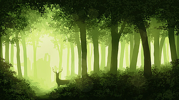 Deer Forest , deer, reindeer, forest, artist, artwork, digital-art, deviantart HD wallpaper