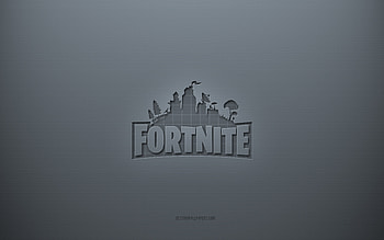 Fortnite logo, gray creative background, Fortnite emblem, gray paper texture, Fortnite, gray background, Fortnite 3d logo HD wallpaper