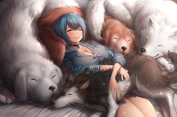 Chinese Zodiac ~ Dog, dog, anime, yin ting tian, chinese zodiac, girl, 2018, manga HD wallpaper