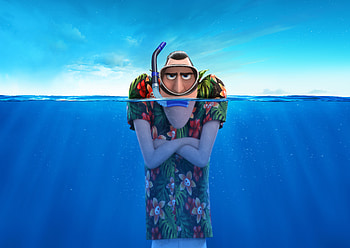 Hotel Transylvania 3: Summer Vacation, vampire, Scuba diving, animated move HD wallpaper