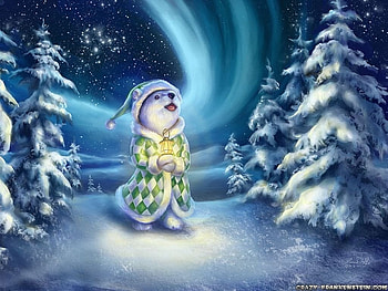 Winter Magic, dog, night, magical, snow HD wallpaper