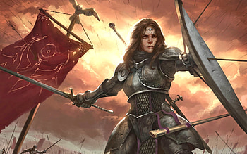 Defend the Standard, women, magic, fantasy, warrior HD wallpaper
