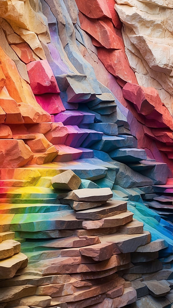 Colorful Spectrum Rock Formation, Abstract, rainbow HD phone wallpaper