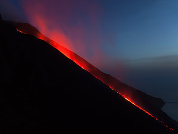 Smoke, Dark, Slope, Volcano, Lava HD wallpaper