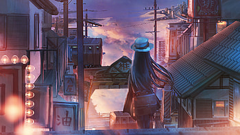 Girl In Nostalgic City, artist, artwork, digital-art HD wallpaper