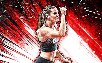 Alysha Newman, grunge art, canadian sprinter, athlete, Canada National Team, red abstract rays, athletics, Alysha Newman HD wallpaper