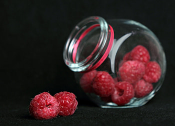Food, Raspberry, Berries, Bank, Macro, Jar HD wallpaper