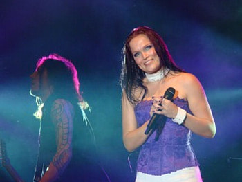 Tarja Turunen in purple corset, goth, music, tarja, entertainment HD wallpaper