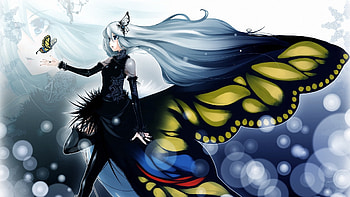 Butterfly Dreams, wings, anime, butterfly, light, long hair HD wallpaper