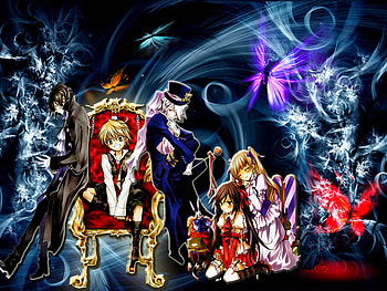 pandora hearts, butterflies, chair, swirls, girls, boys HD wallpaper