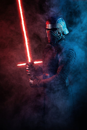 Kylo Ren Mask, Dark side warrior, Red lightsaber menace, Galactic Kingdom HD phone wallpaper