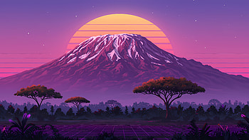 Retro Sun Rise In Mountains Minimal , retrowave, minimalism, minimalist, artist, artwork, digital-art HD wallpaper