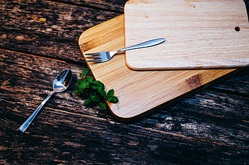 Food, Mint, Spoon, Fork, Cutting Board HD wallpaper