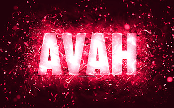 Happy Birtay Avah, , pink neon lights, Avah name, creative, Avah Happy Birtay, Avah Birtay, popular american female names, with Avah name, Avah HD wallpaper