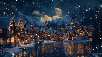 Enchanting Christmas Village Ultra, Christmas village, winter, village, snow, night, winter night, night snow HD wallpaper