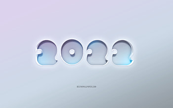 2022 New Year, cut out 3d text, white background, 2022 3d background, Happy New Year 2022, embossed 2022 background, 2022 concepts, 2022 white background, 2022 greeting card HD wallpaper