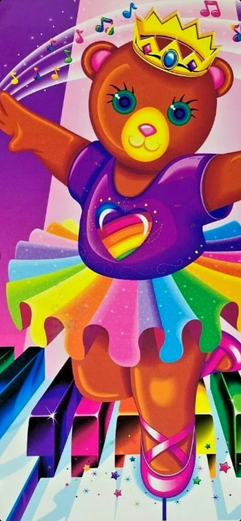 Lisa Frank Ballet Bear, dancer, art, Rainbow, Ballerina, LisaFrank HD phone wallpaper