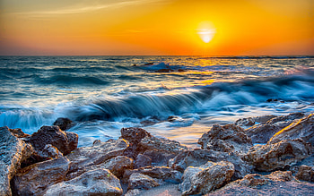 Sunset Over Beach, ocean, coast, beach, sunset HD wallpaper