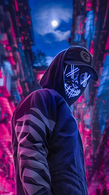 Led Mask , Neon Hacker HD phone wallpaper