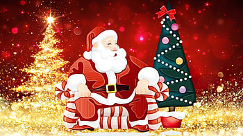 Sitting Santa, Father Christmas, Saint Nick, Saint NIcholas, Santa Claus, Christmas, Christmas trees HD wallpaper