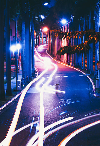 Cities, Night, Road, Markup, Night City, Long-Term Exposure HD phone wallpaper