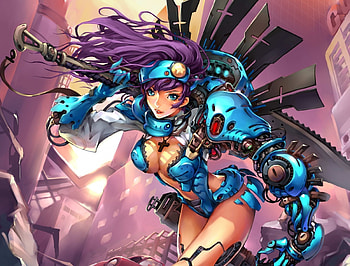 mecha girl, girl, anime, sword, mecha HD wallpaper