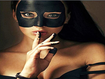 Painted mask, black, mask, paint, woman, beauty HD wallpaper