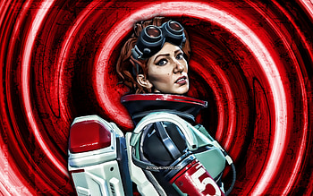 Horizon, red grunge background, Apex Legends, Gravitational Manipulator, vortex, Apex Legends characters, Horizon Apex Legends, Horizon Skin HD wallpaper