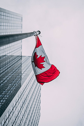 Building, Canada, Miscellanea, Miscellaneous, Skyscrapers, Flag, Flagpole, Flagstaff HD phone wallpaper